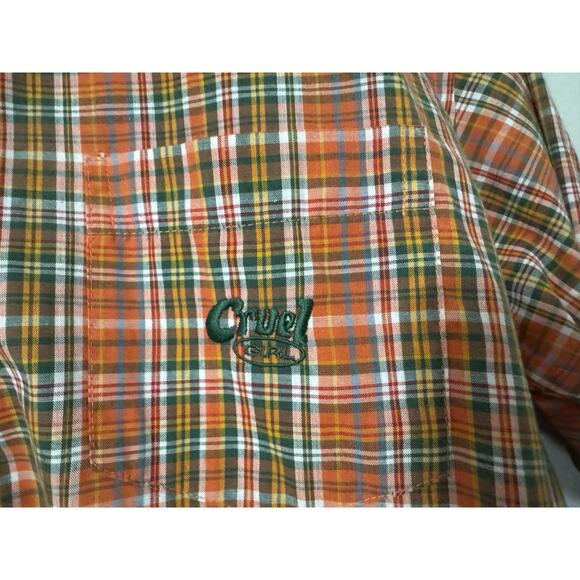 Cruel Girl Long‎ Sleeve Orange Plaid Button Down Shirt Size Large - Picture 3 of 5
